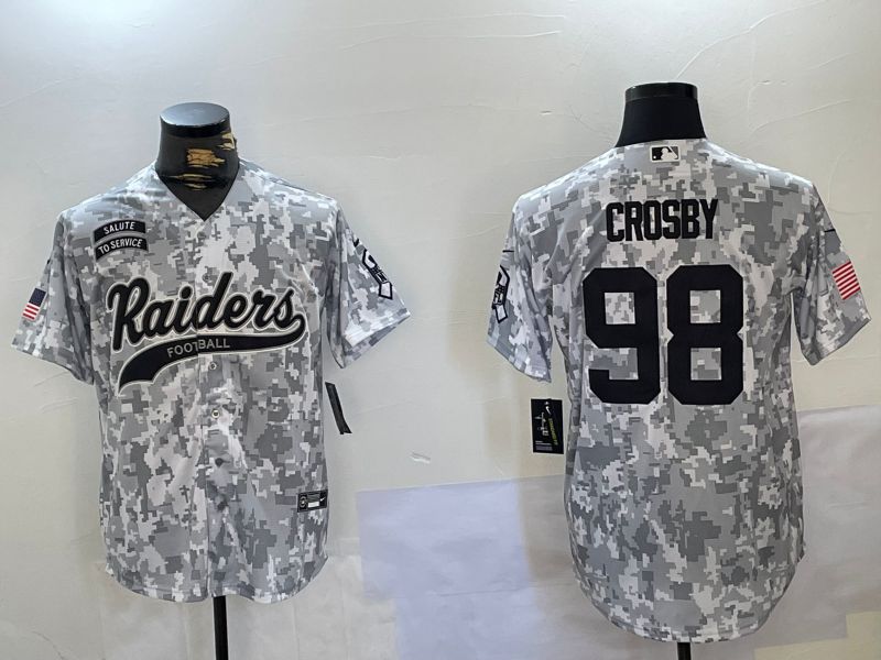 Men Oakland Raiders #98 Crosby Nike Arctic Camo 2024 Salute to Service Limited NFL Jersey style 2